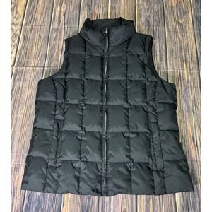 GAP Quilted Puffer Vest Mens Size M Black Full Zip Stand Collar Lightweight